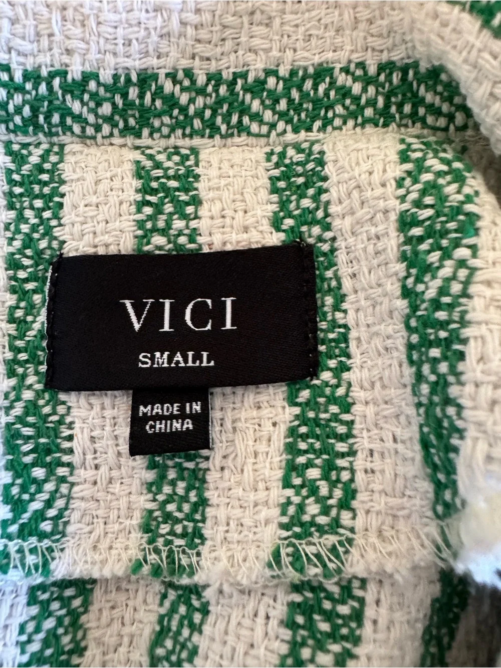 Vici Green and White Striped Matching set with top and bottom - Picture 2 of 4